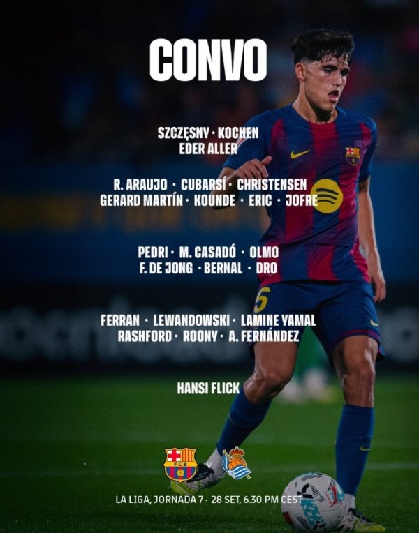Barcelona vs. Real Sociedad Danh sách: Yamal Return, Rafinia